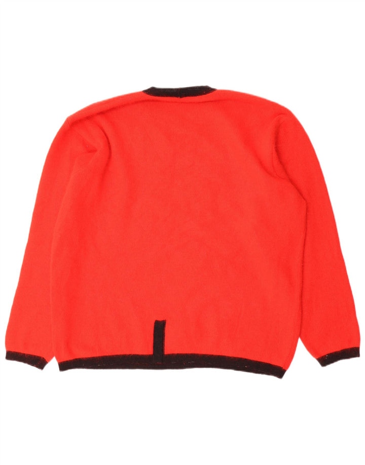 VINTAGE Womens Graphic Crew Neck Jumper Sweater IT 46 Large Red Angora