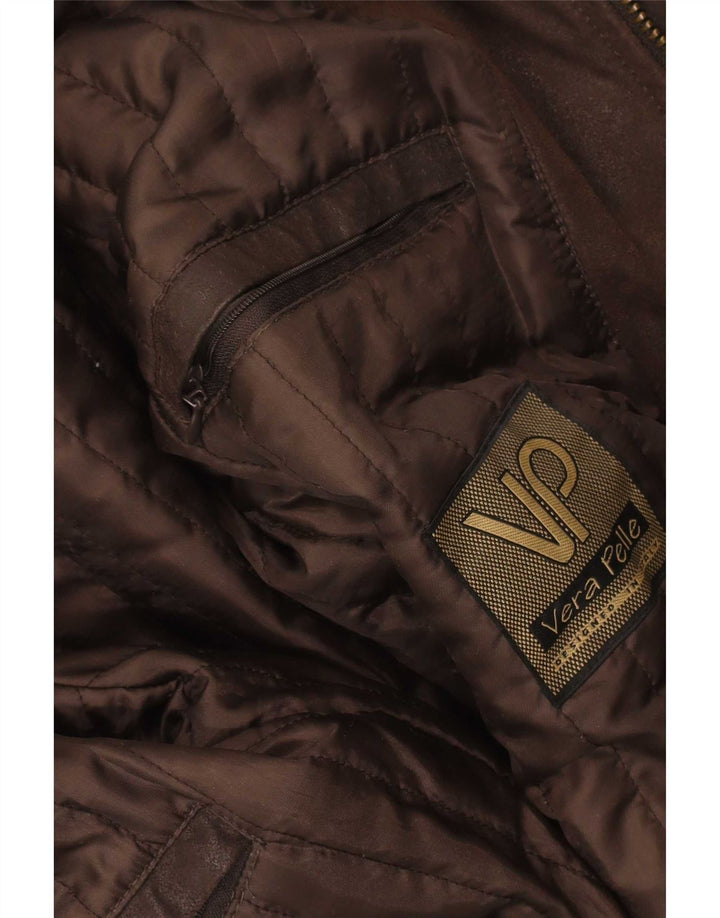 Giacca in pelle vintage da uomo UK 40 grande in pelle marrone