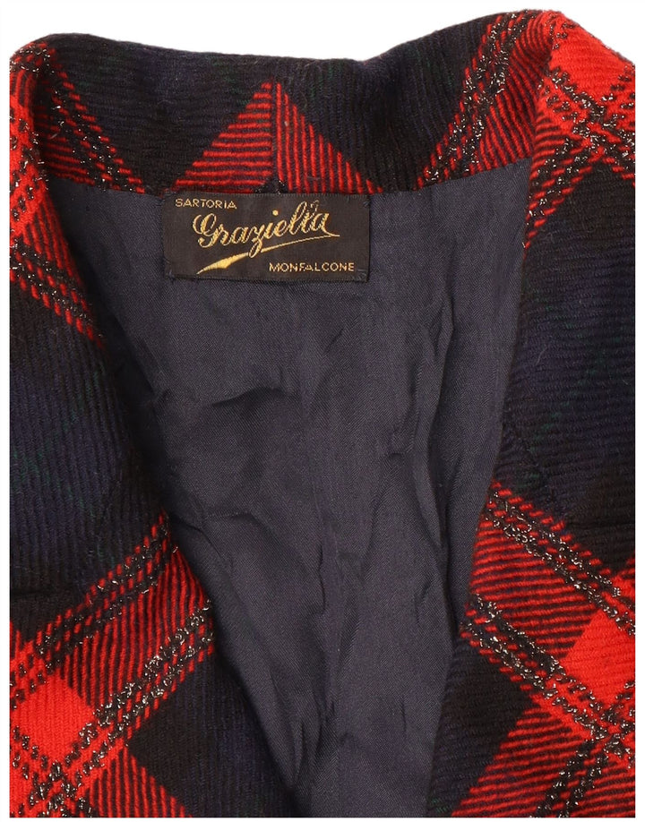 Giacca blazer da donna a 2 bottoni Graziella UK 16 grande quadretto rosso