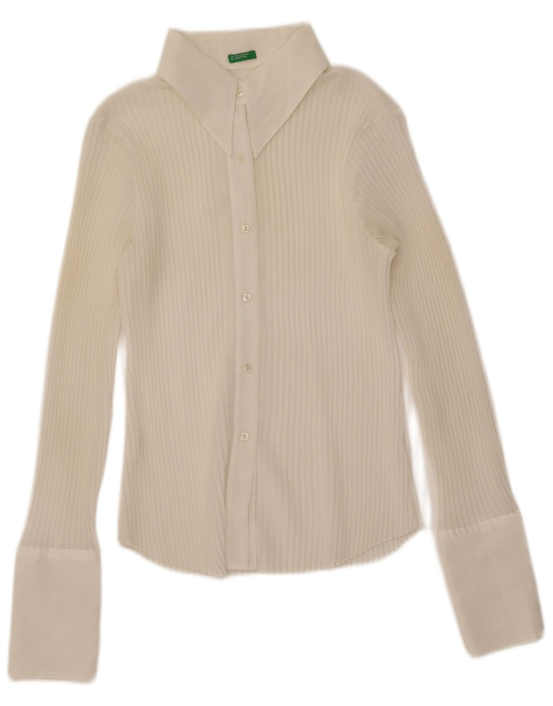 Camicia oversize trasparente da donna Benetton UK 6 XS poliestere bianco sporco