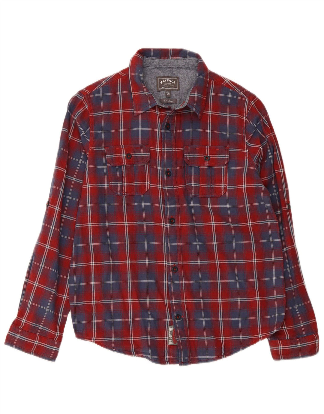 Camicia in flanella per ragazzi Fat Face 10-11 anni in cotone a quadri rossi
