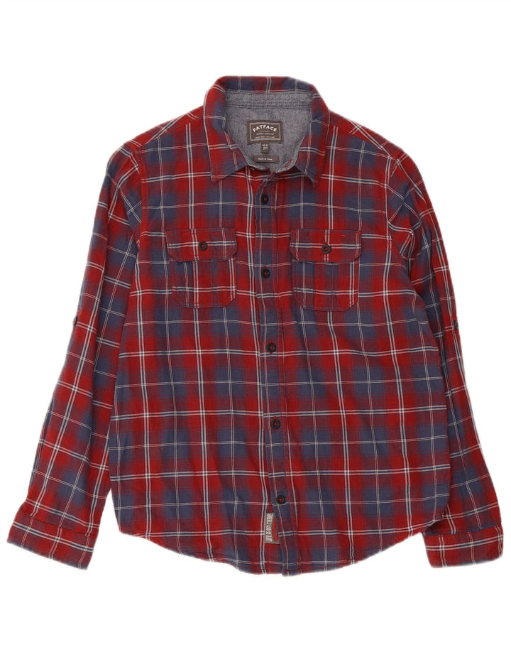 Camicia in flanella per ragazzi Fat Face 10-11 anni in cotone a quadri rossi
