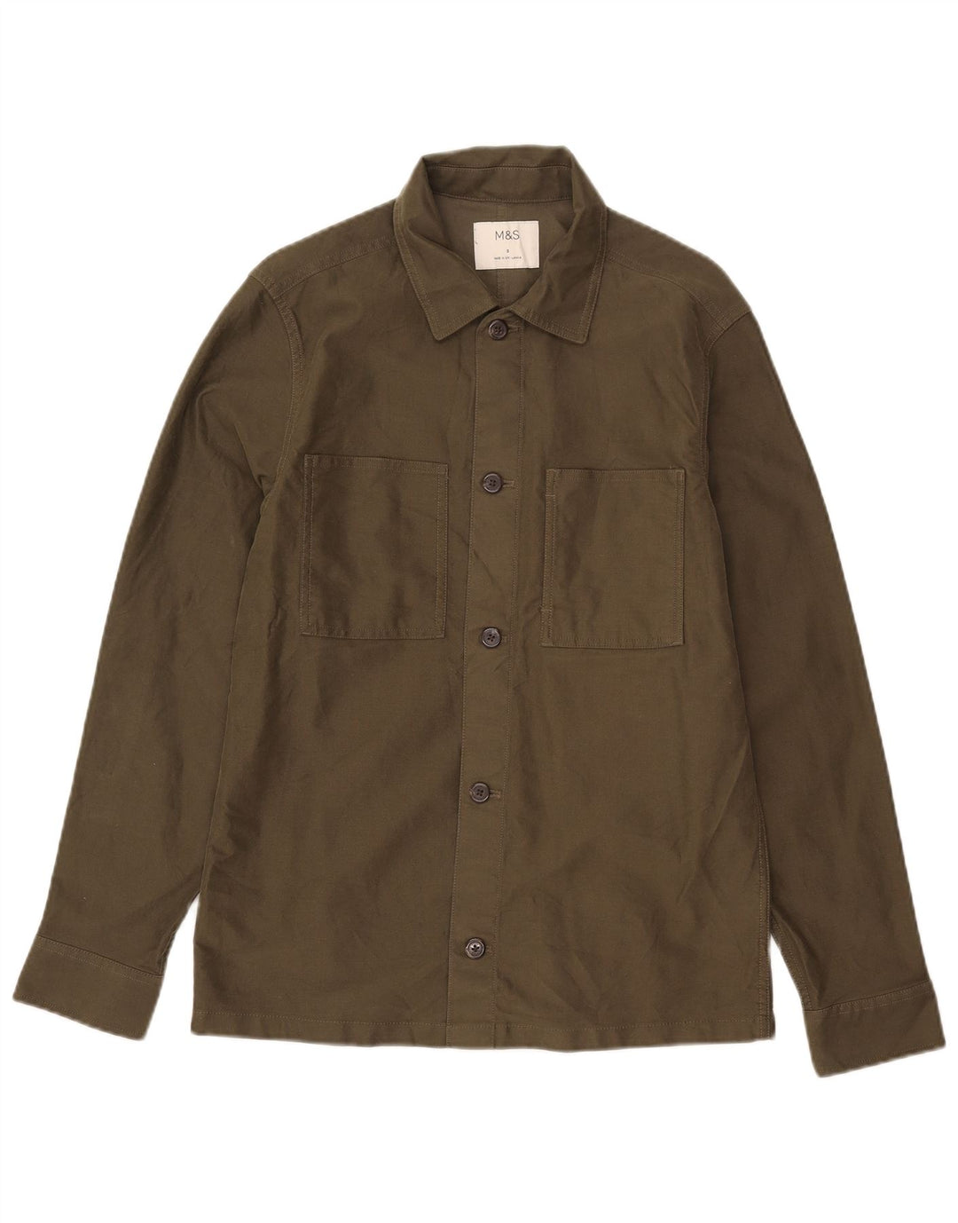 Camicia overshirt da uomo Marks & Spencer piccola in cotone kaki