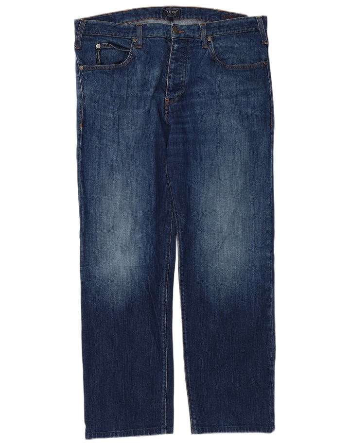 Jeans dritti regolari da uomo Armani W36 L30 cotone blu