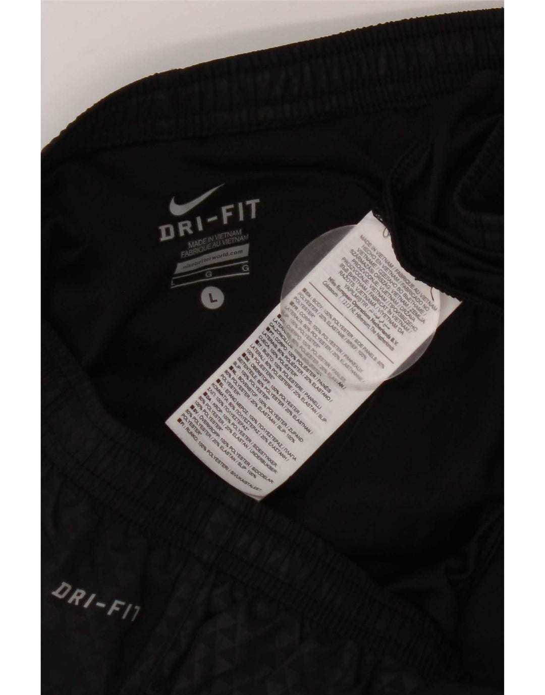 Pantaloncini sportivi Nike Dri Fit da donna UK 16 Large Nero Poliestere geometrico