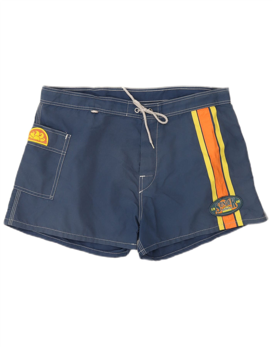 Pantaloncini da bagno da uomo Sundek grandi in nylon color block blu navy