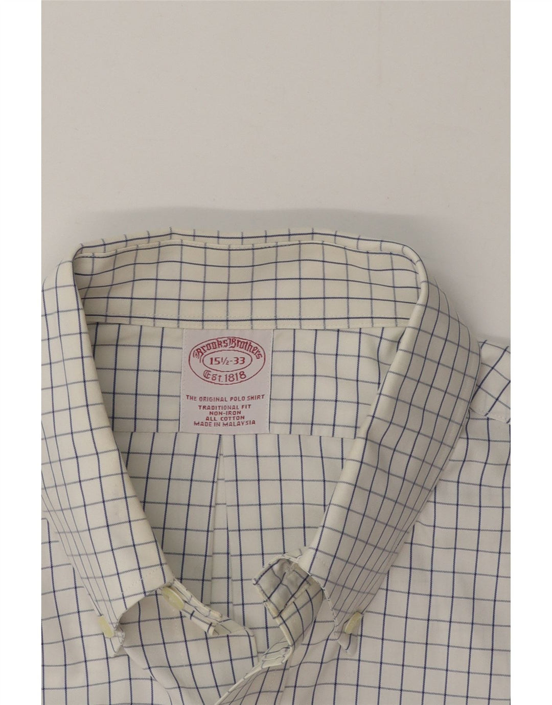 Camicia da uomo dal taglio tradizionale Brooks Brothers taglia 15 1/2 medio a quadri bianchi