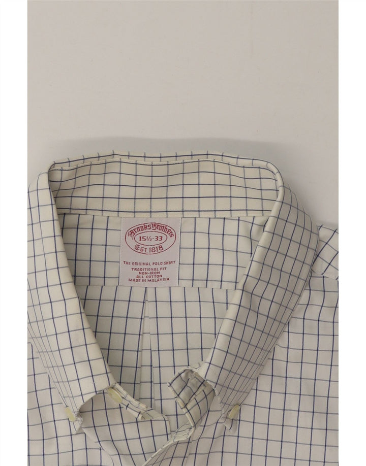 Camicia da uomo dal taglio tradizionale Brooks Brothers taglia 15 1/2 medio a quadri bianchi