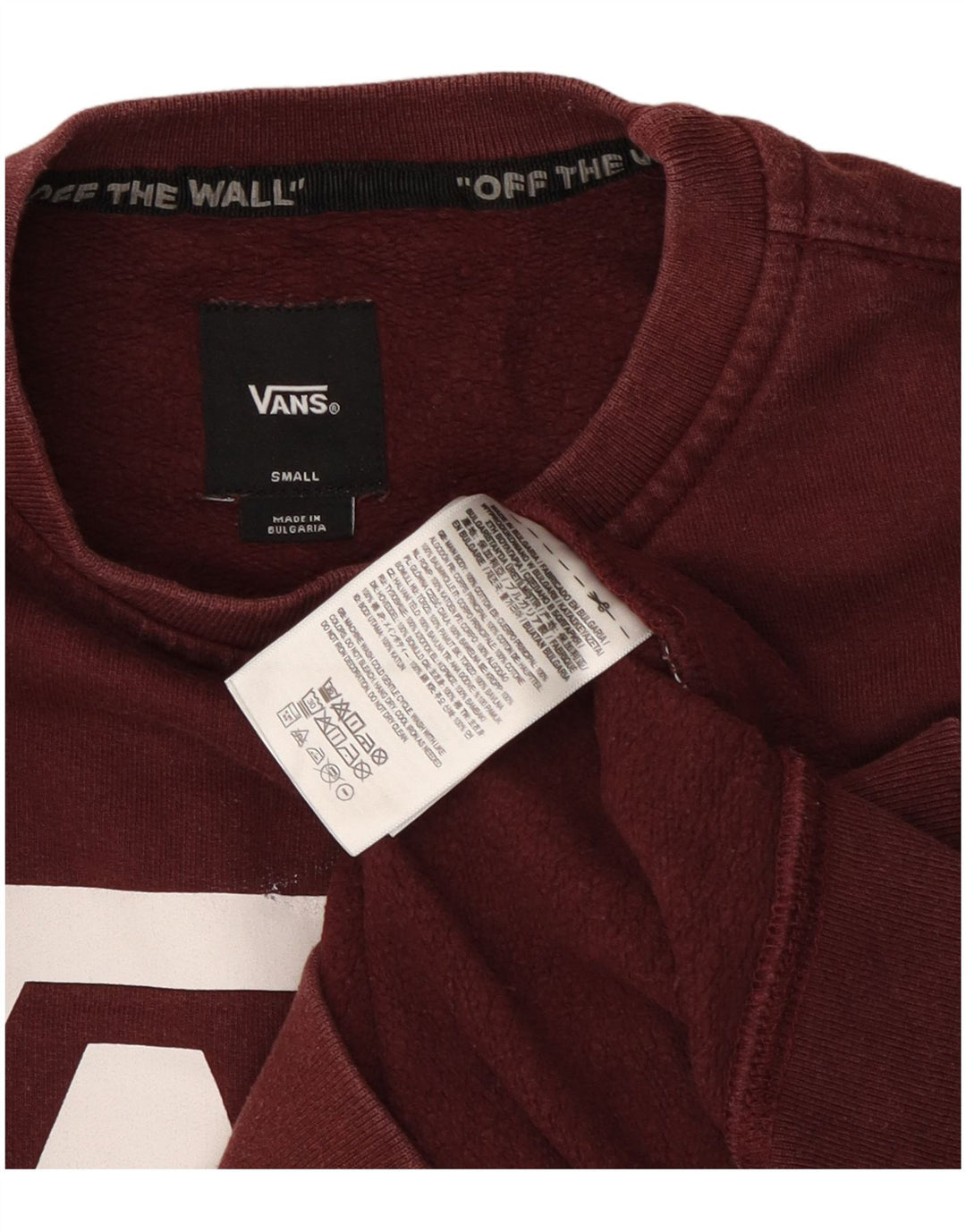 Felpa con grafica da uomo Vans, piccola, in cotone bordeaux
