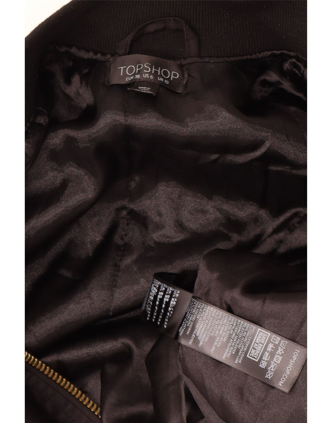 Topshop Bomber oversize da donna UK 10 piccolo poliestere nero