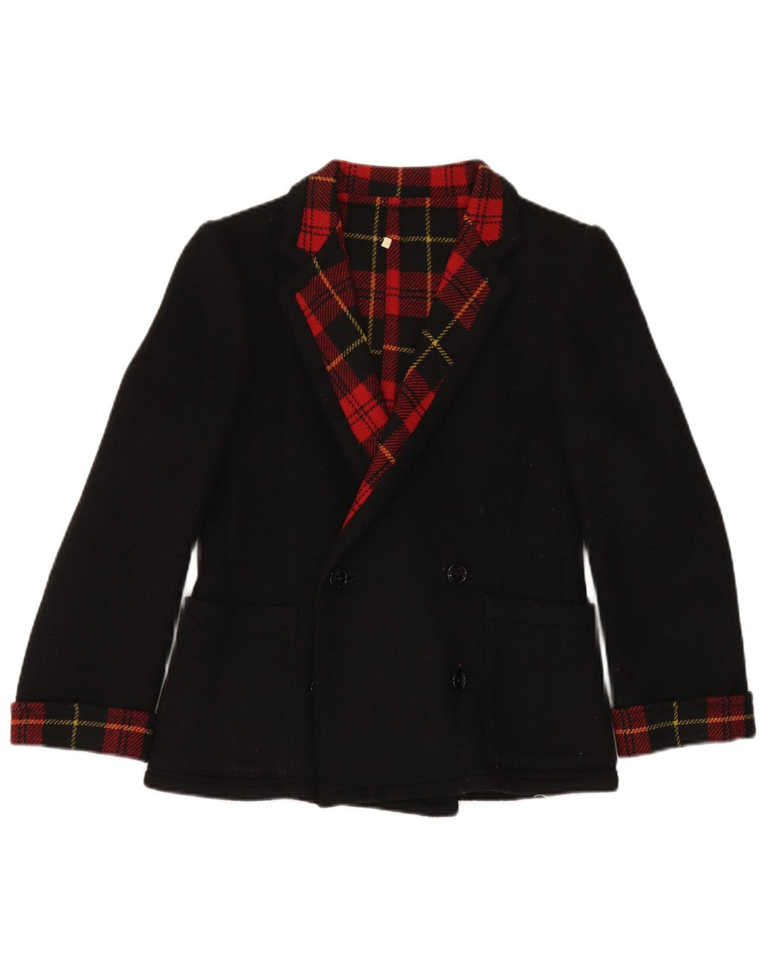 Giacca blazer doppiopetto vintage da donna IT 42 medio nero a quadri