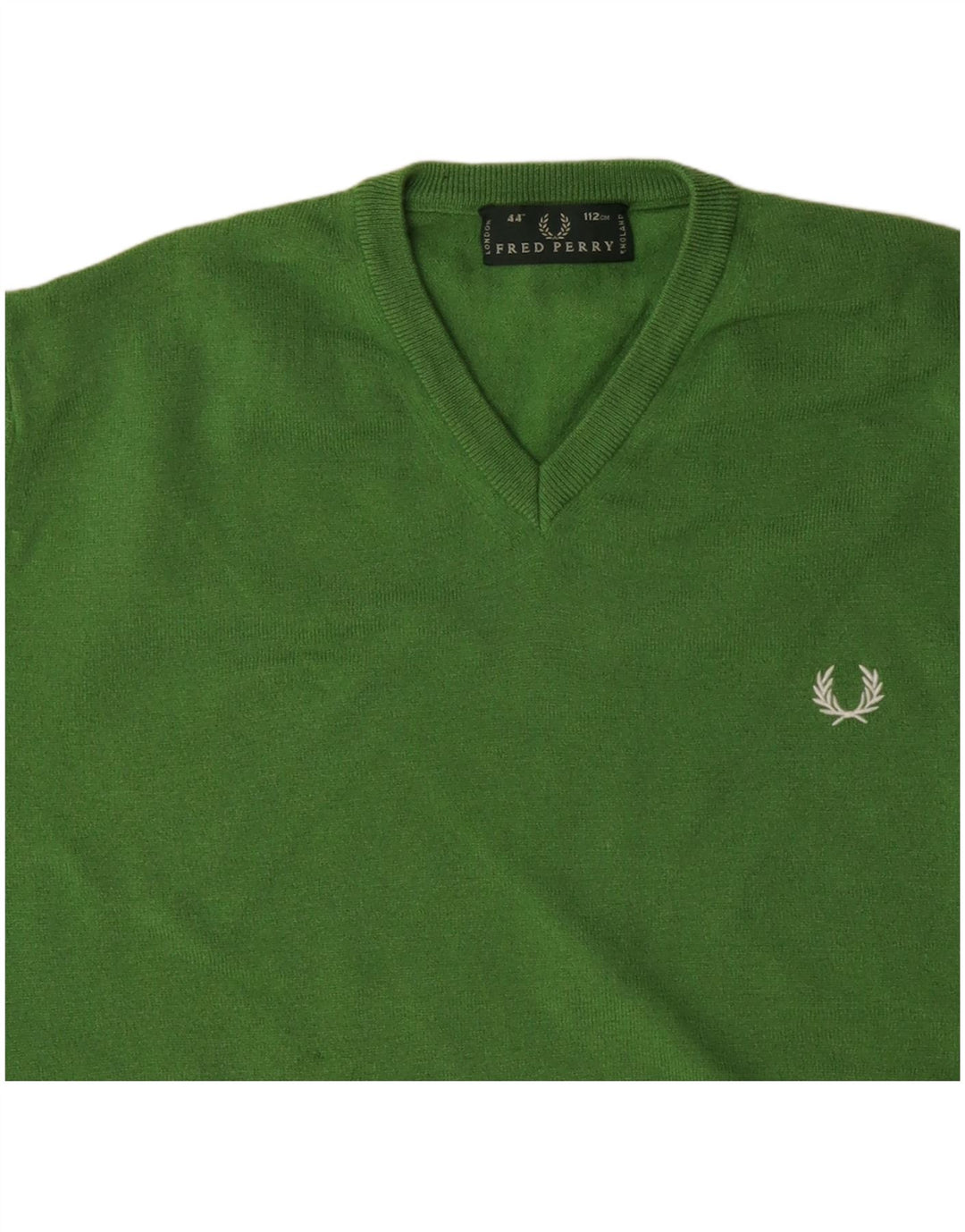 FRED PERRY Maglione da uomo con scollo a V in lana verde medio