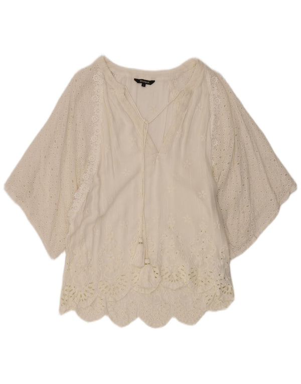 Desigual Donna Tunica a Pipistrello con Maniche a 1/2 Top UK 16 Large Bianco Viscosa
