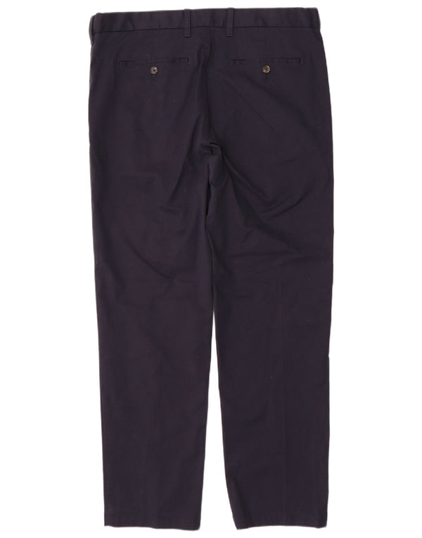 MARKS & SPENCER Pantaloni chino da uomo vestibilità regolare W38 L31 cotone blu navy