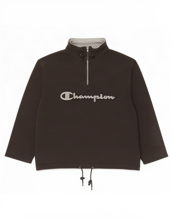 Felpa Champion da uomo con collo con zip grafica, maglione piccolo in cotone nero
