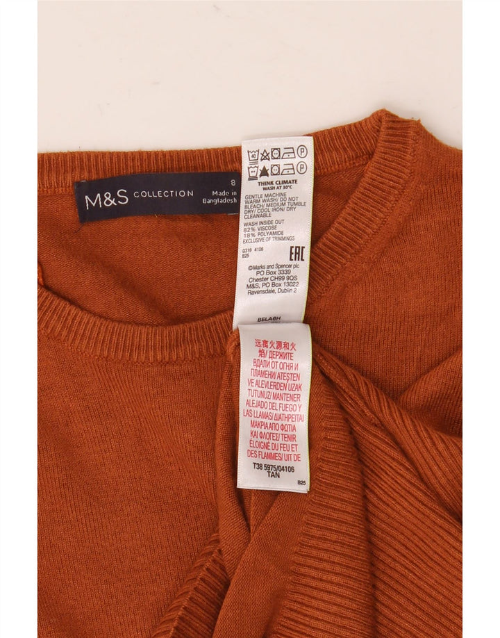 Maglione maglione girocollo corto da donna Marks & Spencer UK 8 piccolo marrone