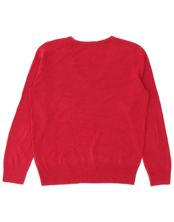 Maglione da donna con scollo a V Marks & Spencer UK 12 Acrilico rosa medio