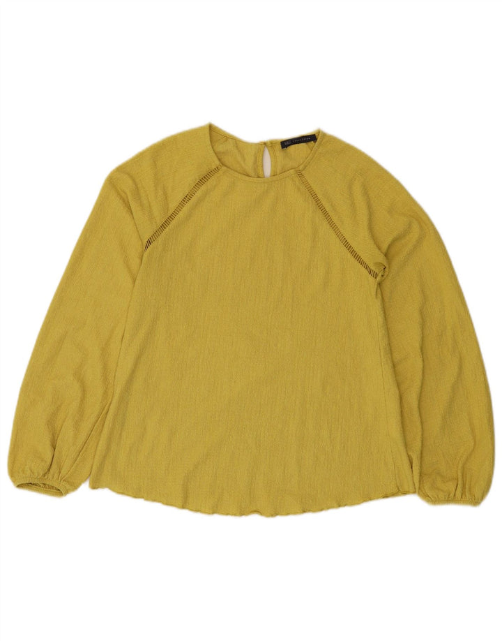 Top manica lunga da donna Marks & Spencer UK 6 XS poliestere giallo