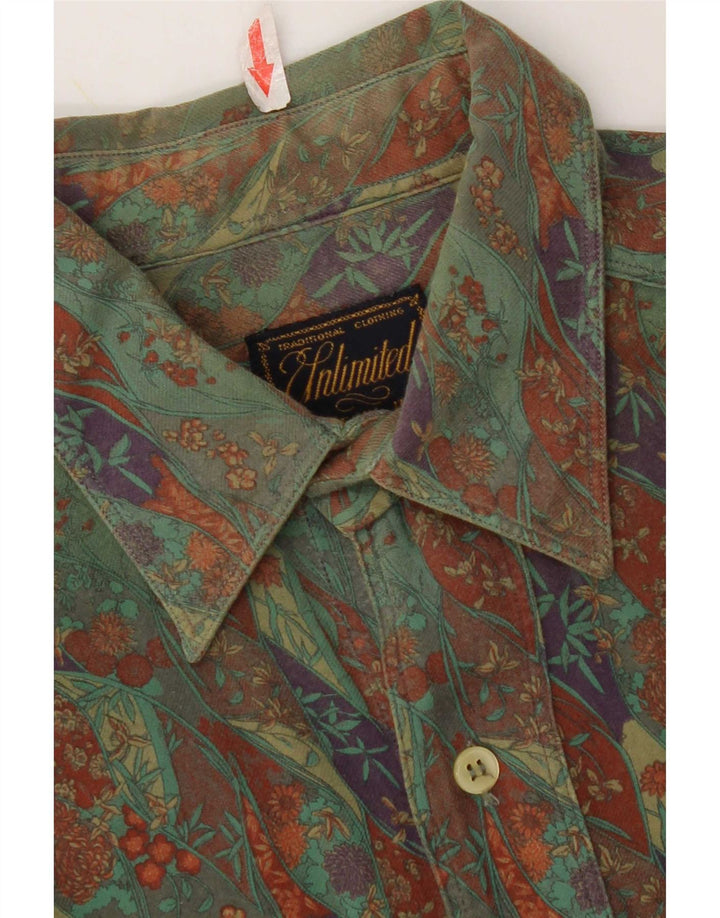 Camicia da uomo illimitata piccola in cotone floreale kaki