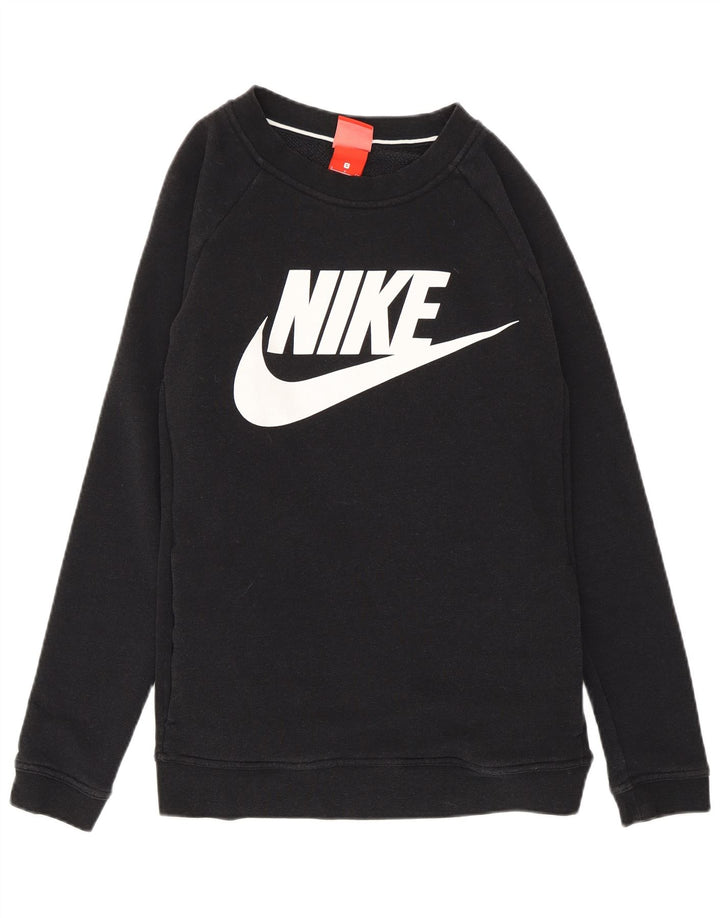 Felpa con grafica Nike da donna, maglione UK 10, piccola, cotone nero