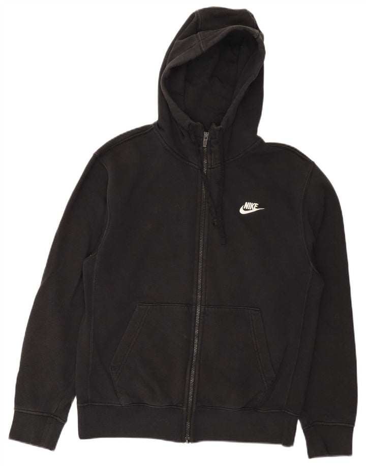 Felpa con cappuccio e zip Nike da uomo piccola in cotone nero