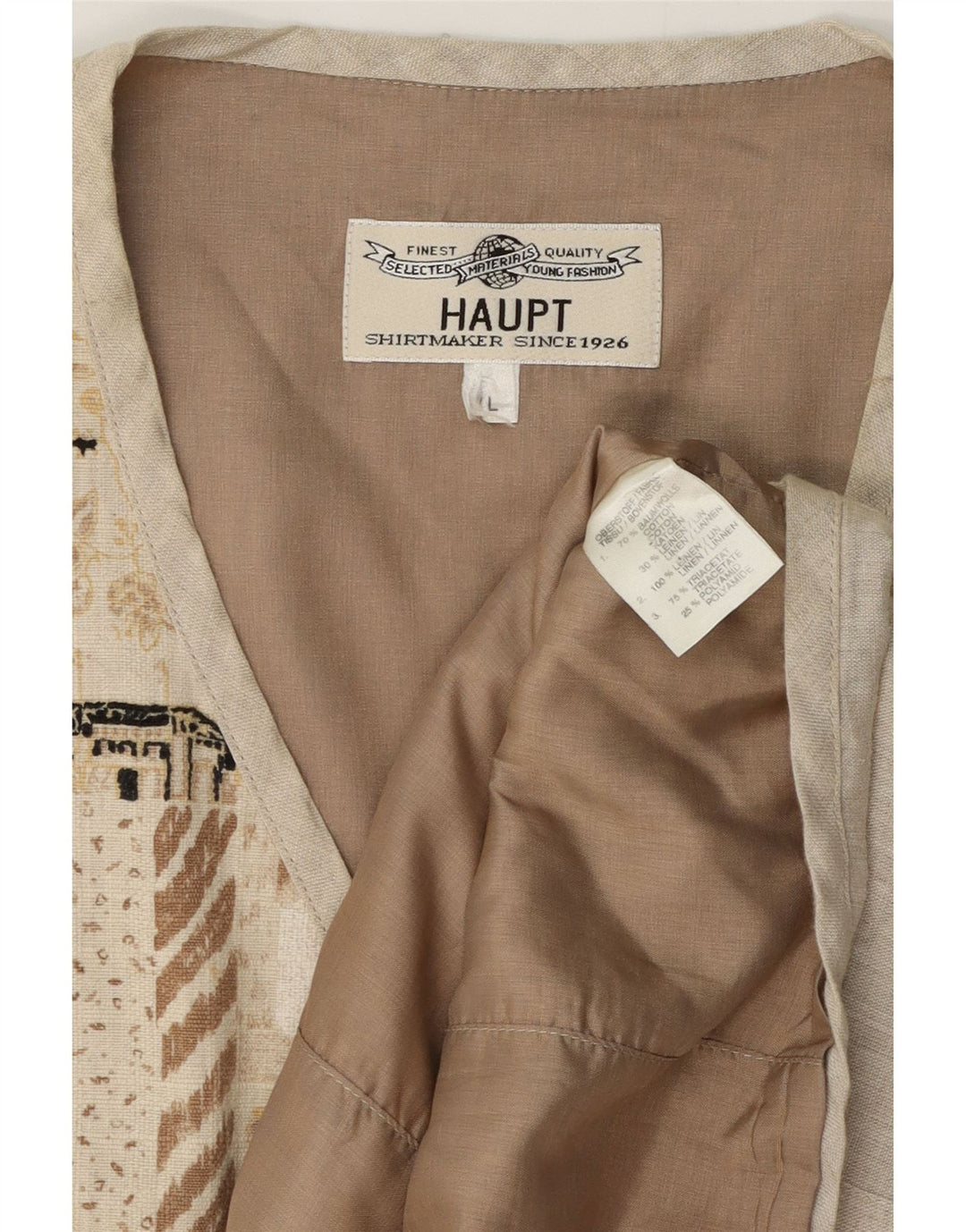 Gilet grafico da uomo Haupt grande cotone patchwork beige