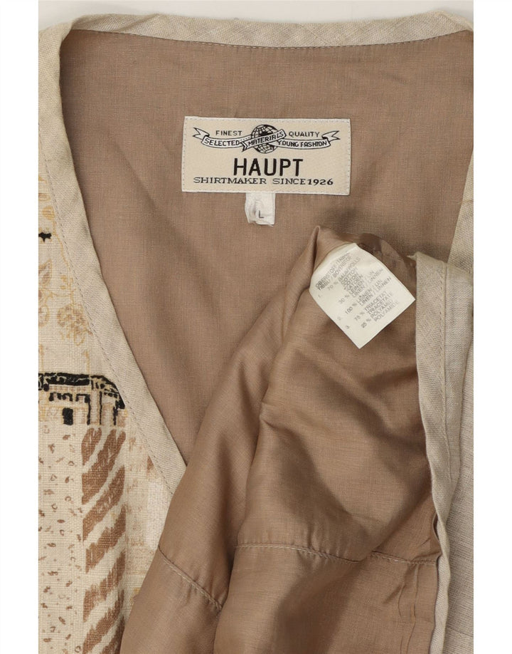 Gilet grafico da uomo Haupt grande cotone patchwork beige