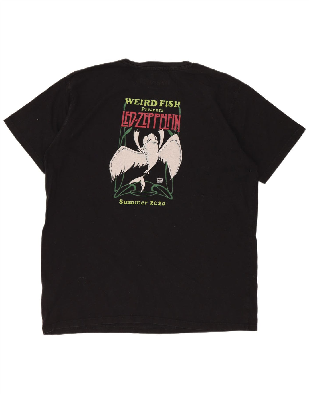 T-shirt grafica da uomo WEIRD FISH Top XL in cotone nero