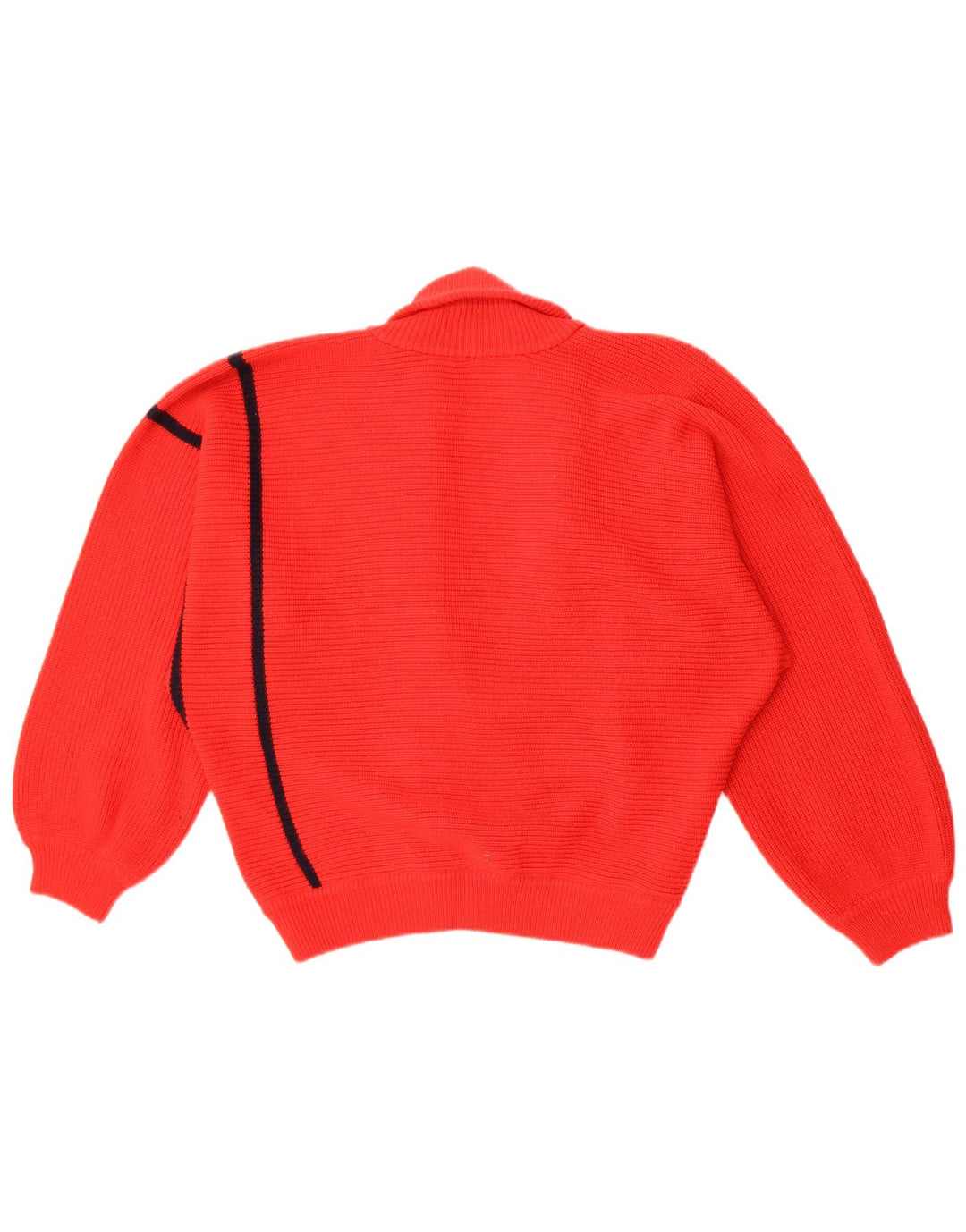 Maglione cardigan da donna vintage UK 16 grande lana vergine a righe rosse