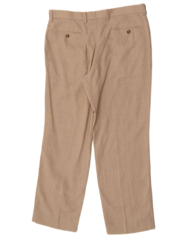 Pantaloni da abito dritti da uomo Marks & Spencer W34 L29 Lino beige