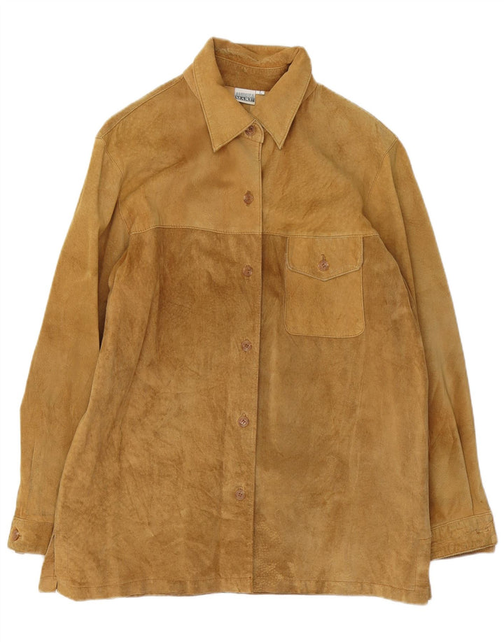 Camicia da donna in pelle scamosciata Andrea Mare Overshirt UK 16 Large Beige Pelle