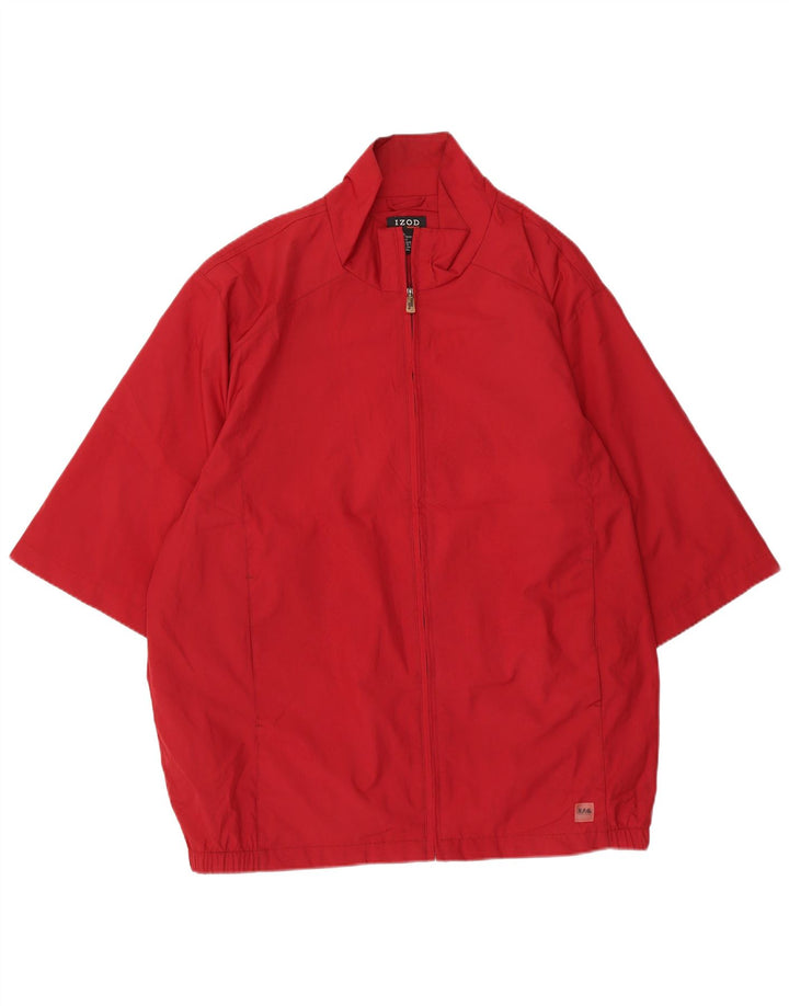 IZOD Mens 3/4 Sleeve Tracksuit Top Jacket XL Red Polyester