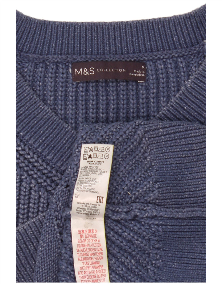 Maglione maglione con scollo a V da donna Marks & Spencer UK 14 Cotone blu medio