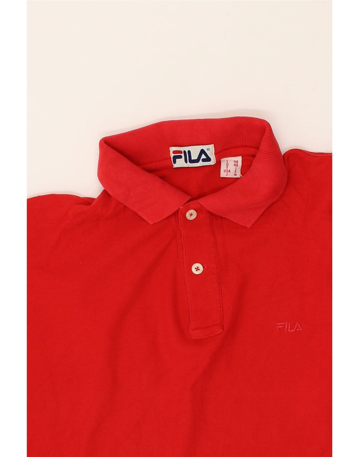 FILA Mens Long Sleeve Polo Shirt IT 46 Small Red Vintage Fila and Second-Hand Fila from Messina Hembry 