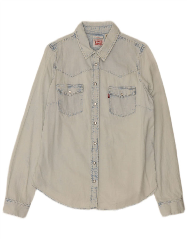Levi's Camicia in denim dalla vestibilità classica da donna UK 14 Cotone blu medio