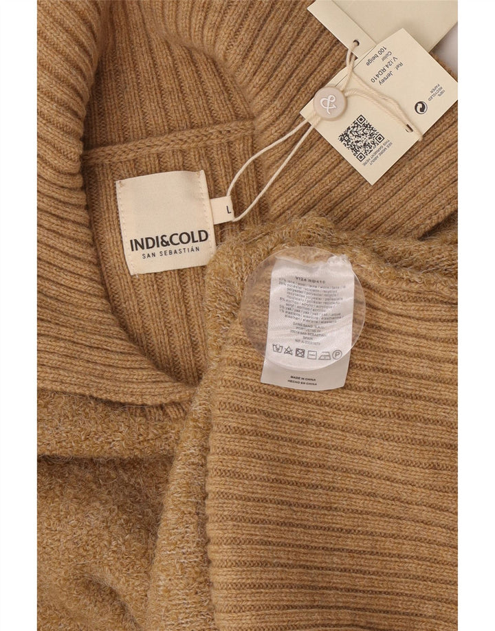 Maglione oversize da donna con collo a polo oversize Indi & Cold UK16 grande lana beige