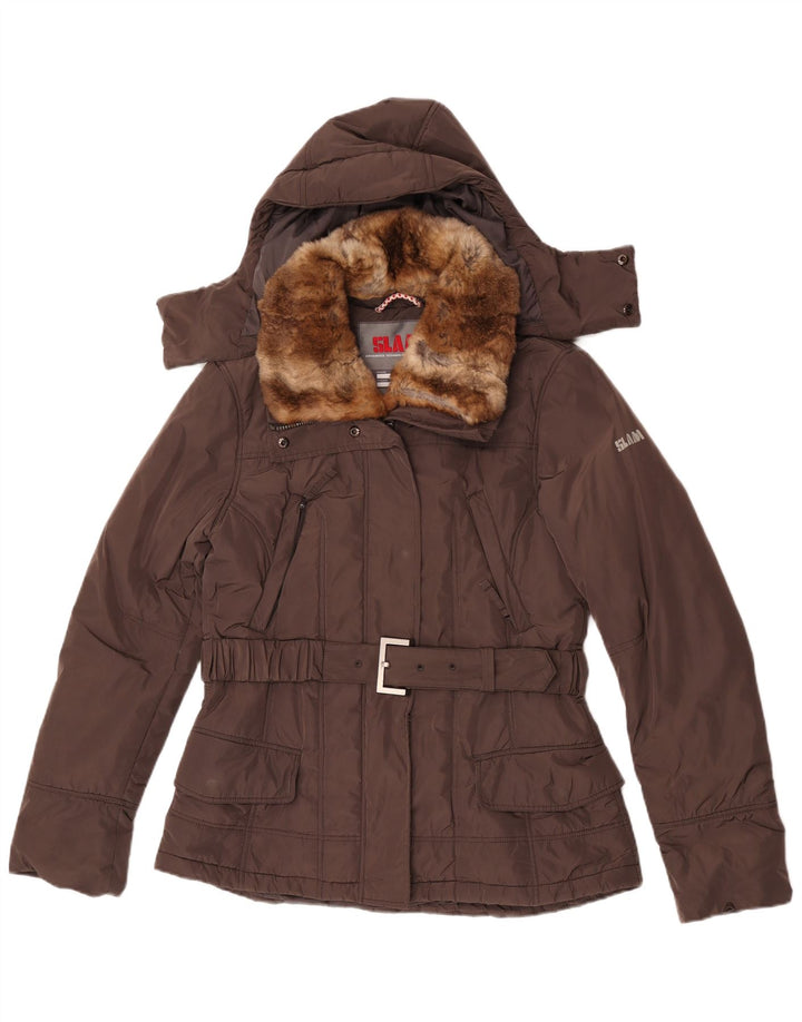 Giacca imbottita con cappuccio da donna Slam UK 16 grande poliestere marrone