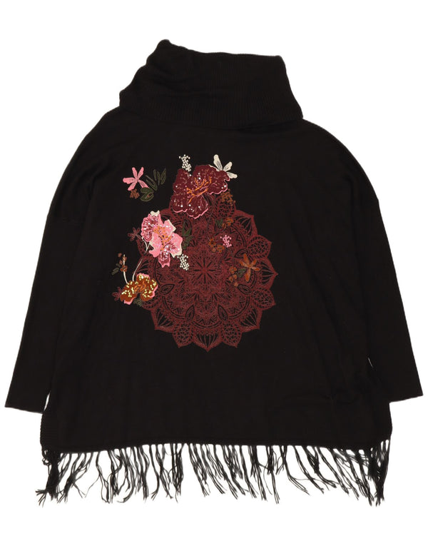 Desigual Donna Maglione Oversize con Collo Alto UK 18 XL Viscosa Nera