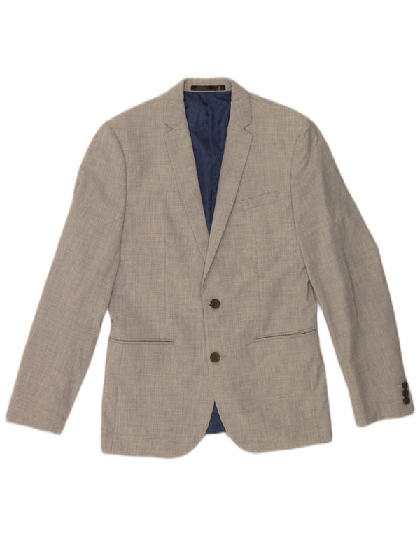 Giacca blazer da uomo a 2 bottoni Farah UK 36 piccola poliestere grigio