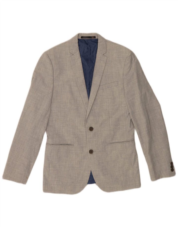 Giacca blazer da uomo a 2 bottoni Farah UK 36 piccola poliestere grigio