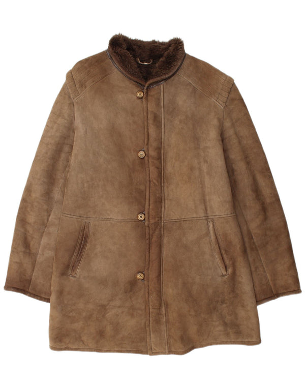 Cappotto vintage in shearling da uomo UK 40 Grande shearling marrone