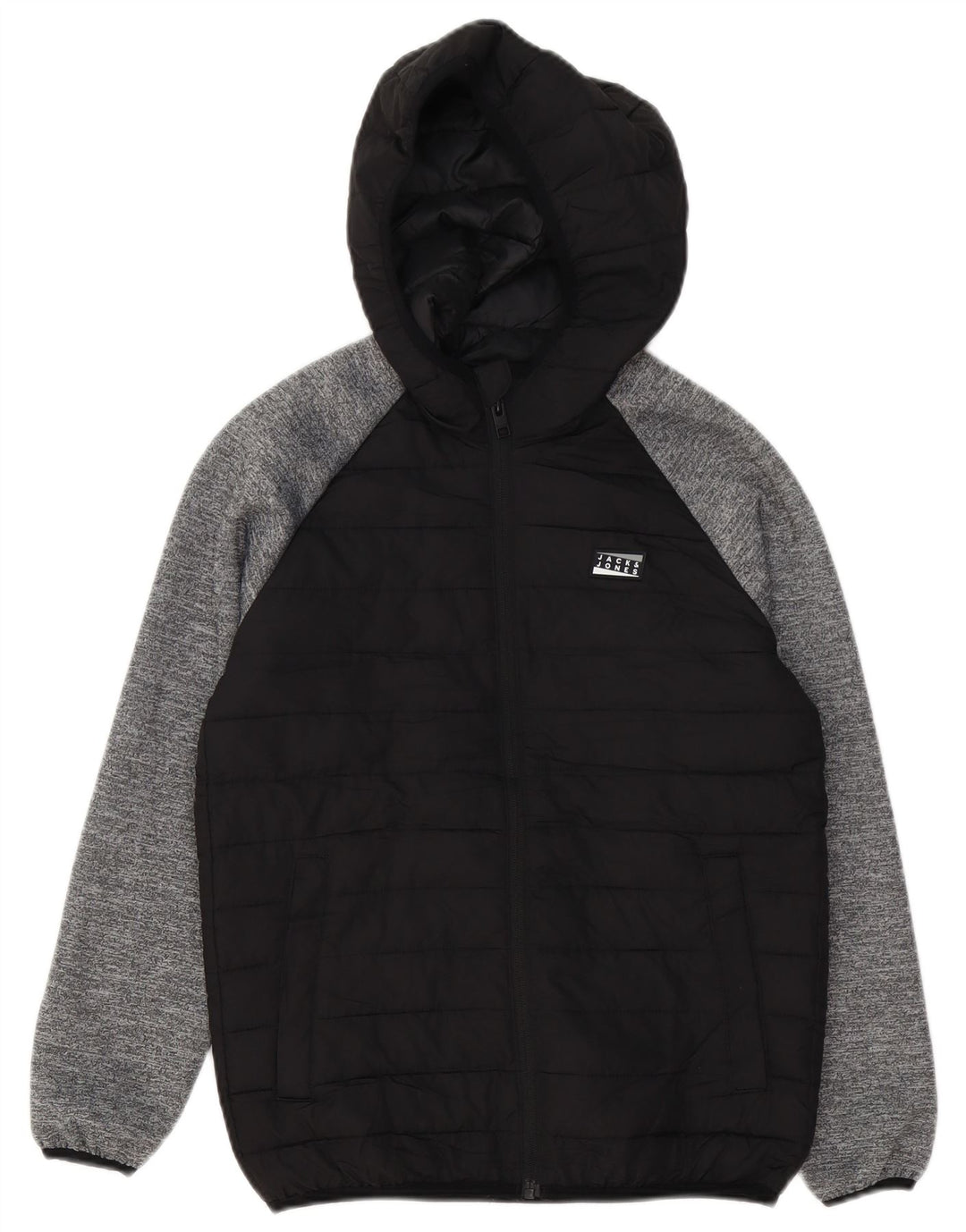 Giacca imbottita con cappuccio Jack & Jones per ragazzi 11-12 anni color block nero