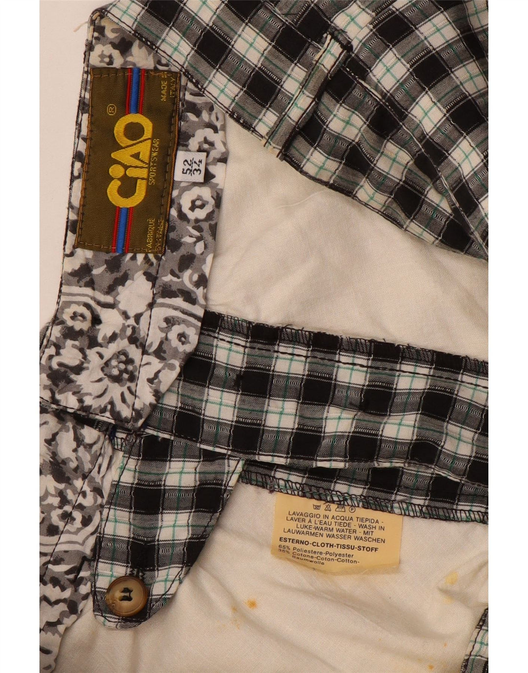 Pantaloni chino da uomo Ciao con pegging IT 52 XL W34 L31 Poliestere a quadretti nero