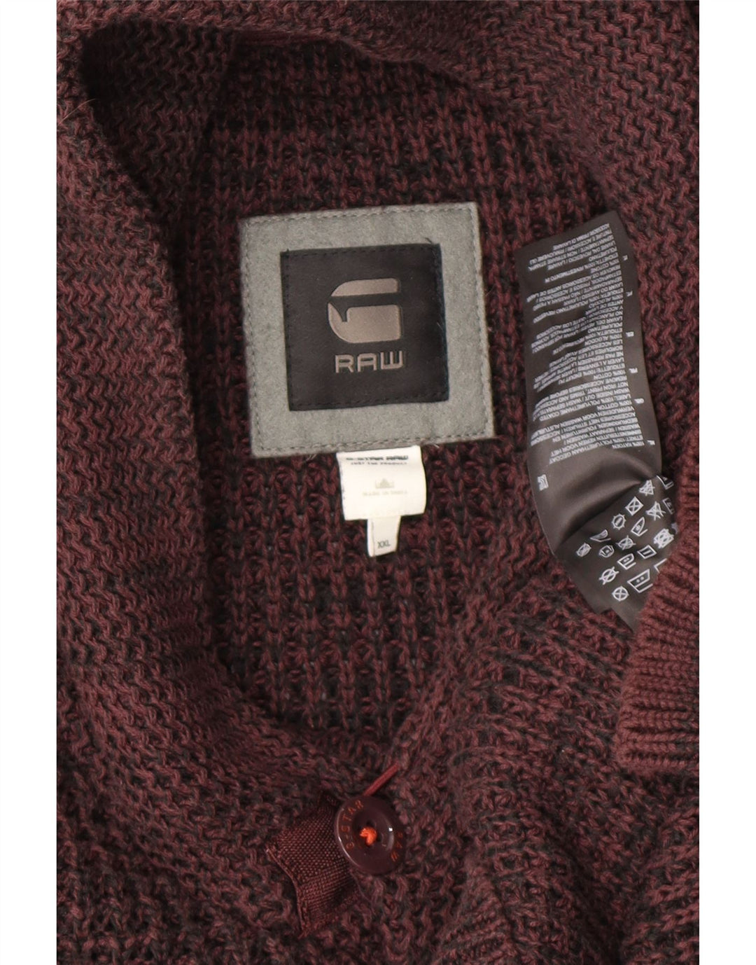 Maglione maglione da uomo con collo a scialle G-Star 2XL cotone marrone