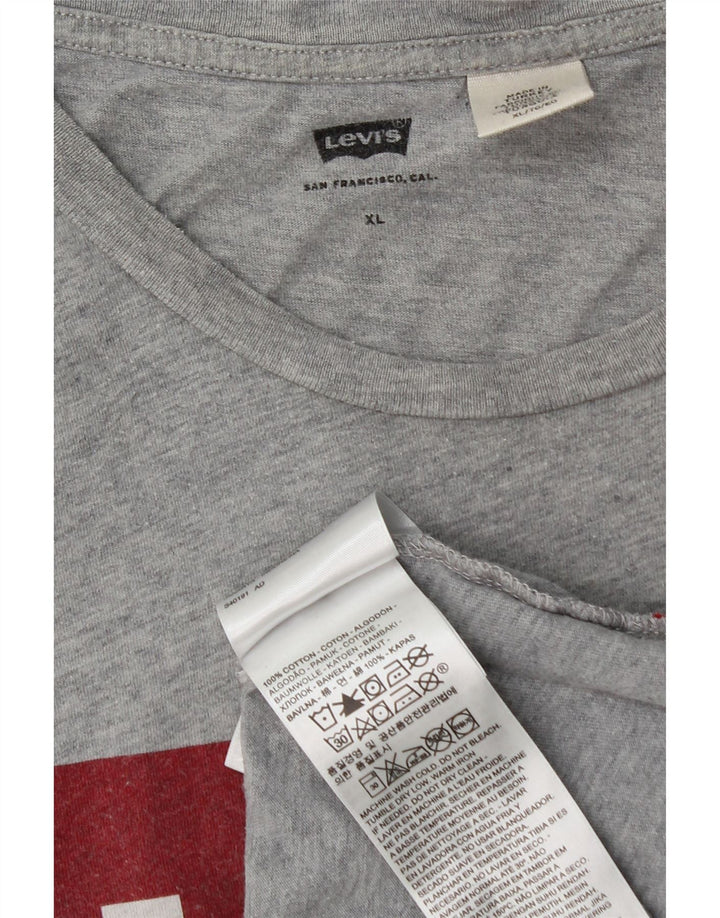 T-shirt grafica da uomo Levi's Top XL in cotone chiazzato grigio