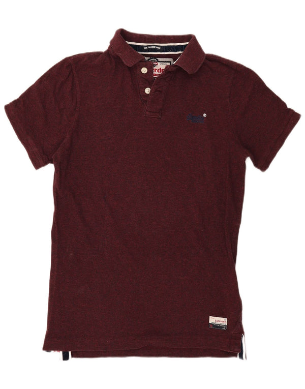 Polo da uomo Superdry XL in cotone screziato bordeaux