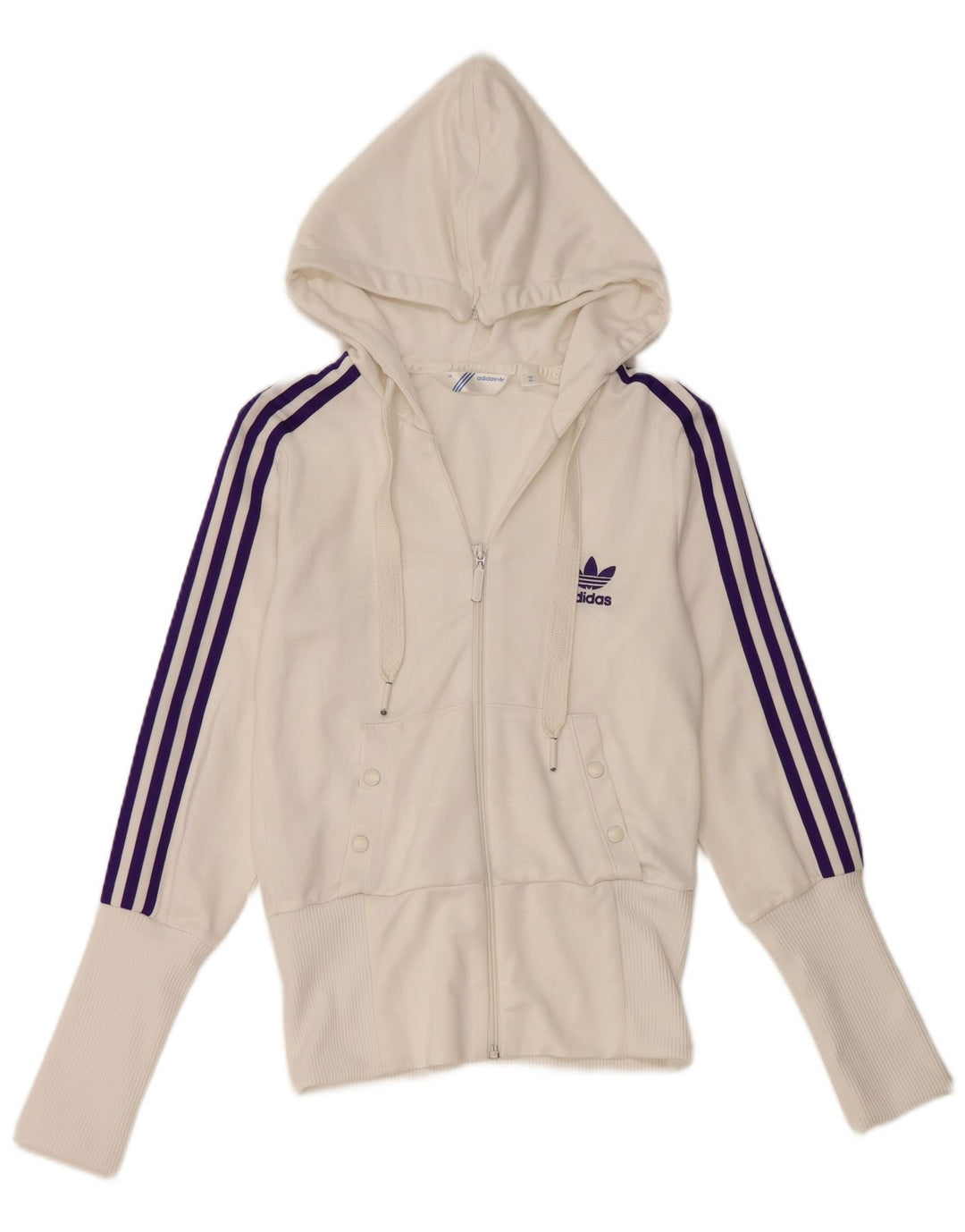 Maglione con cappuccio e zip da donna Adidas EU 36 piccolo poliestere bianco