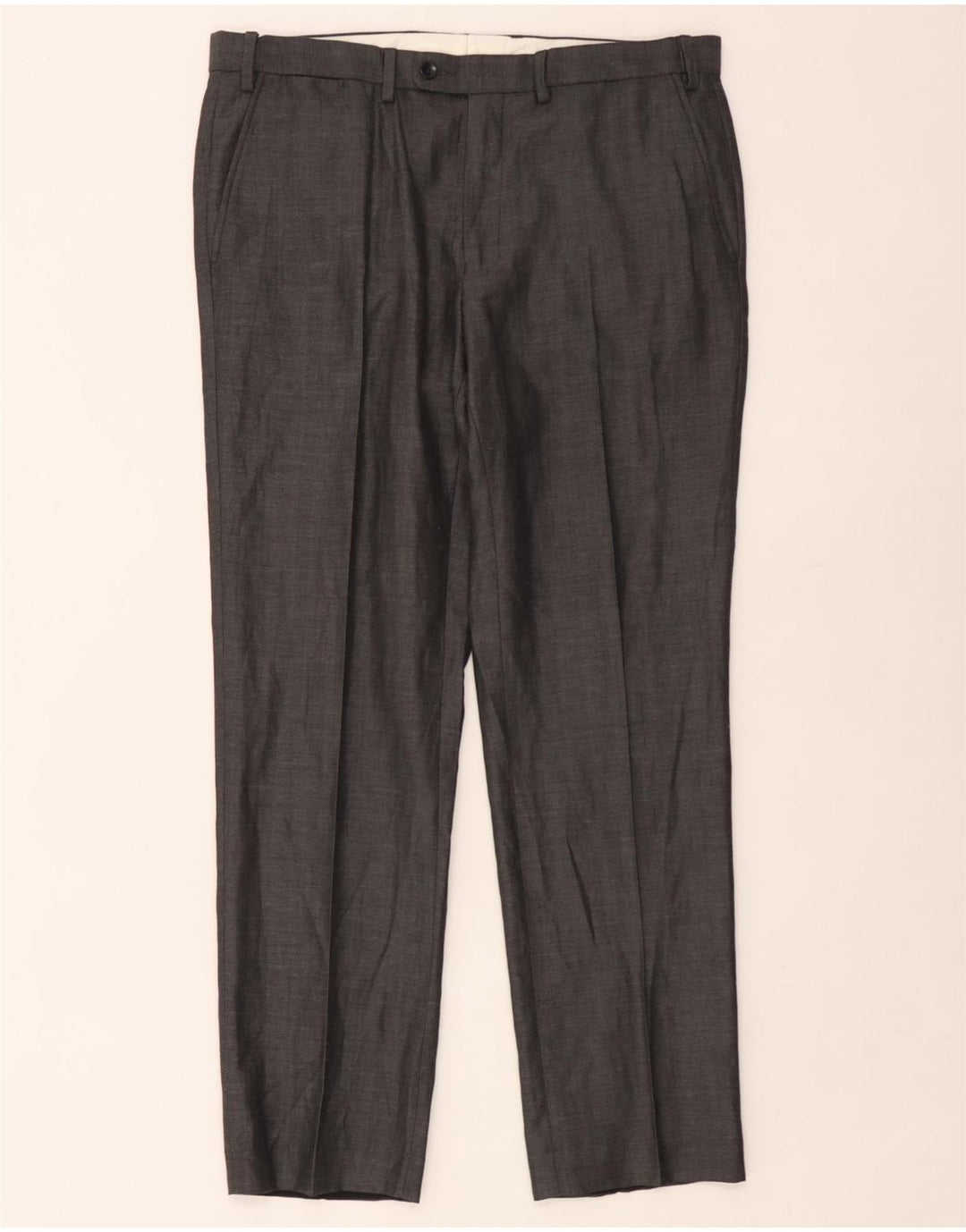 Pantaloni da abito dritti su misura da uomo Marks & Spencer W36 L31 a quadri grigi