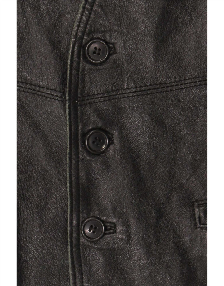 Gilet in pelle da uomo vintage medio nero