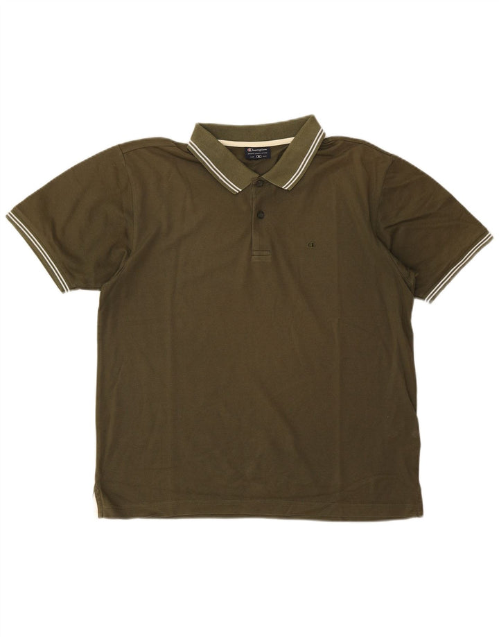 Polo da uomo Champion in cotone verde medio